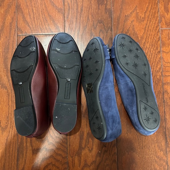Lot of 2 Dressy Flats w/ Bow Blue Maroon Karl Lagerfeld Charter Club Size 7.5 - Picture 5 of 7
